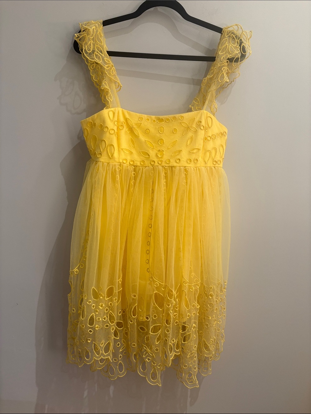Leifsdottir Anthropologie Yellow Embroidered Tulle Dress – Size Small – NWT